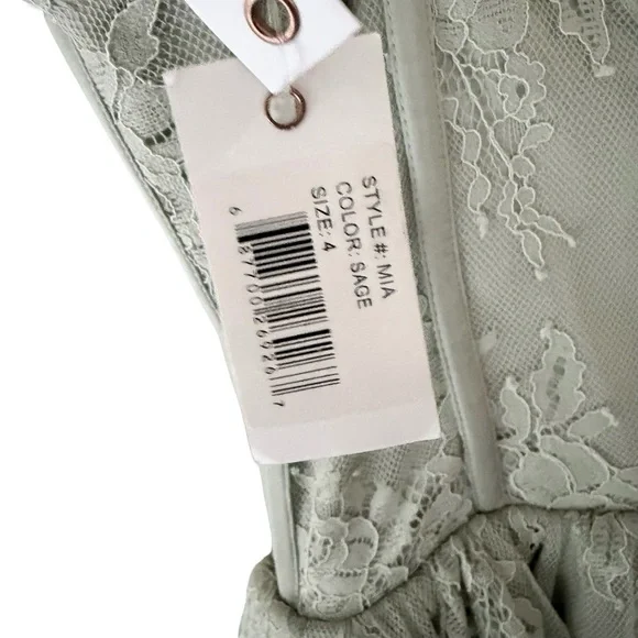 V. Chapman Mia Dress Sage Lace Tiered Midi Dress corset bustier Green Revolve 4 - Picture 8 of 10